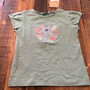 Mayoral girls size 5 heart and flowers embroidered flutter sleeve shirt new